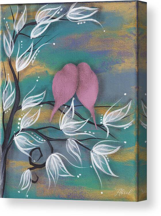 Love Birds Canvas Print featuring the painting Sempre insieme by Abril Andrade