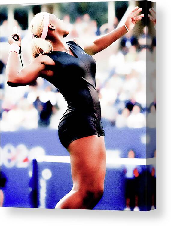 Serena Williams Canvas Print featuring the mixed media Serena Williams Catsuit by Brian Reaves