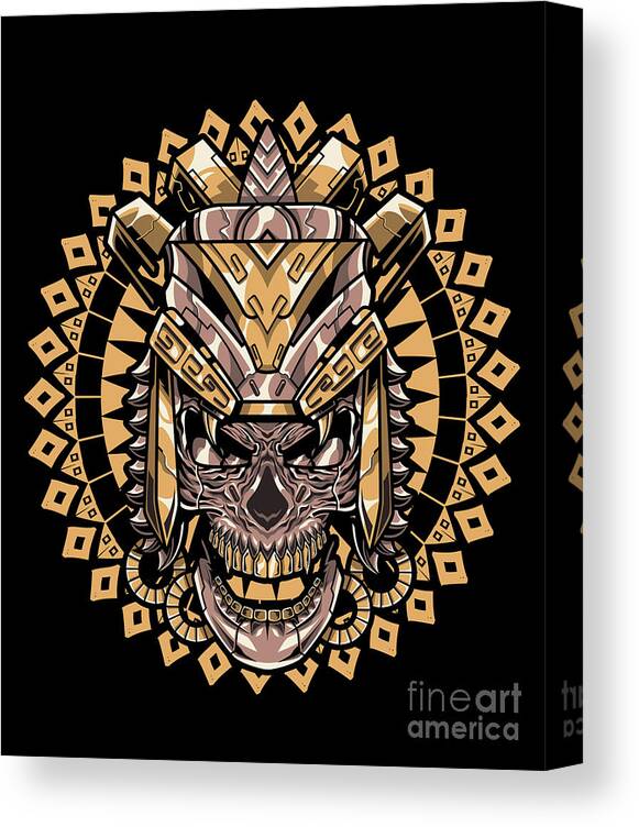 Aztec Warrior Skull Inca Maya Native Culture Gift by Thomas Larch