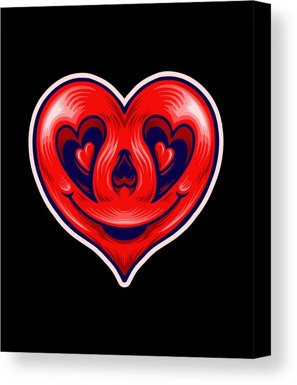 Smiling Heart with eyes Valentine cartoon heart Canvas Print / Canvas Art  by Norman W - Pixels Canvas Prints