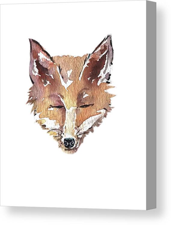 Facemask Canvas Print featuring the painting Sneaky Fox mask by Luisa Millicent