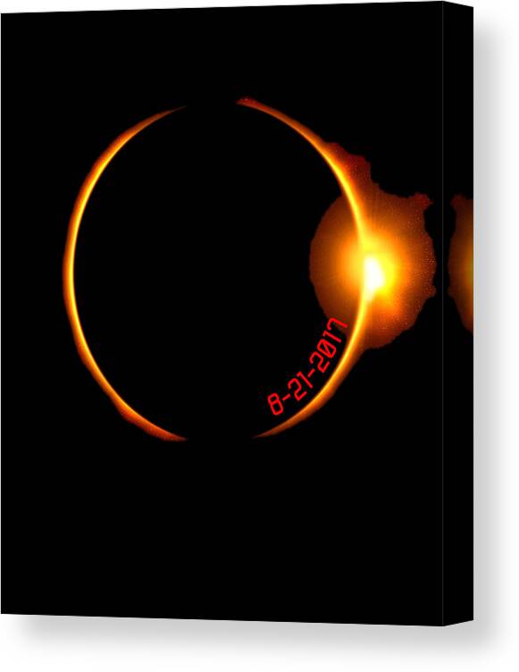 Funny Canvas Print featuring the digital art Solar Eclipse 2017 by Flippin Sweet Gear