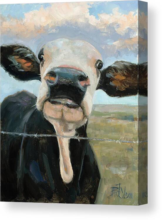 Cow Canvas Print featuring the painting Something in the way she Moos by Billie Colson