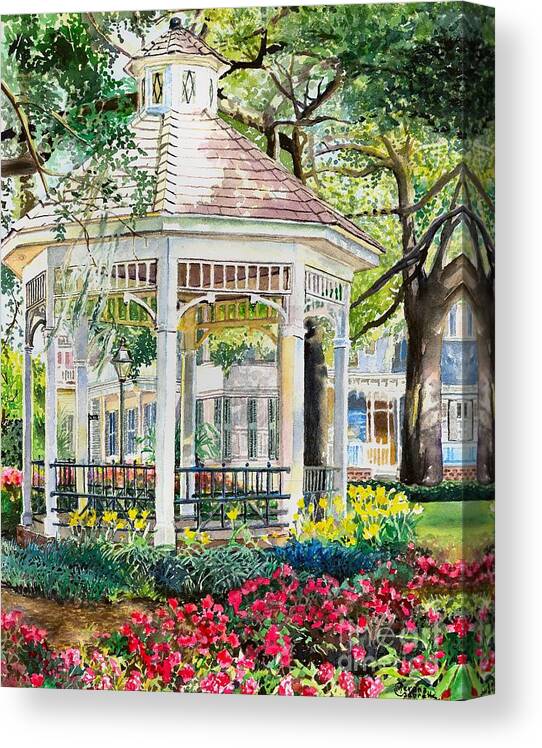 Savannah Canvas Print featuring the painting Southern Gazebo by Merana Cadorette