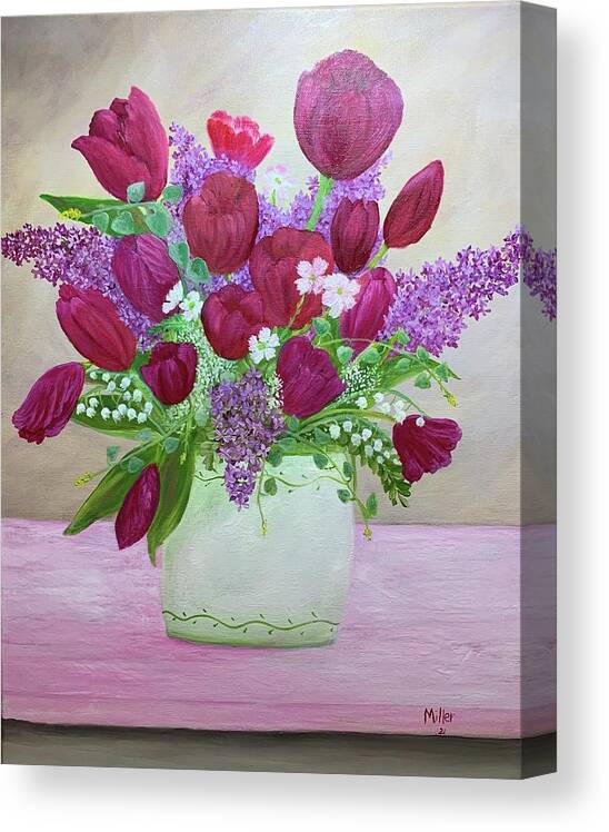  Canvas Print featuring the painting Spring Bouquet by Peggy Miller