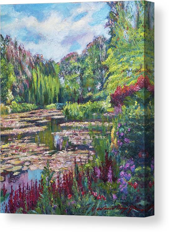 Landscape Canvas Print featuring the painting Spring Flowers Monet's Water Garden by David Lloyd Glover
