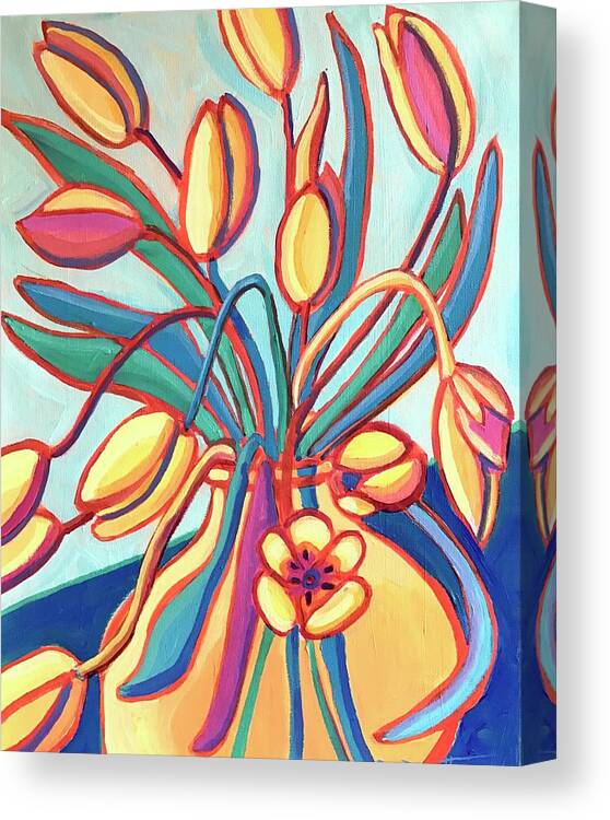 Still Life Canvas Print featuring the painting Spring Tulips by Debra Bretton Robinson