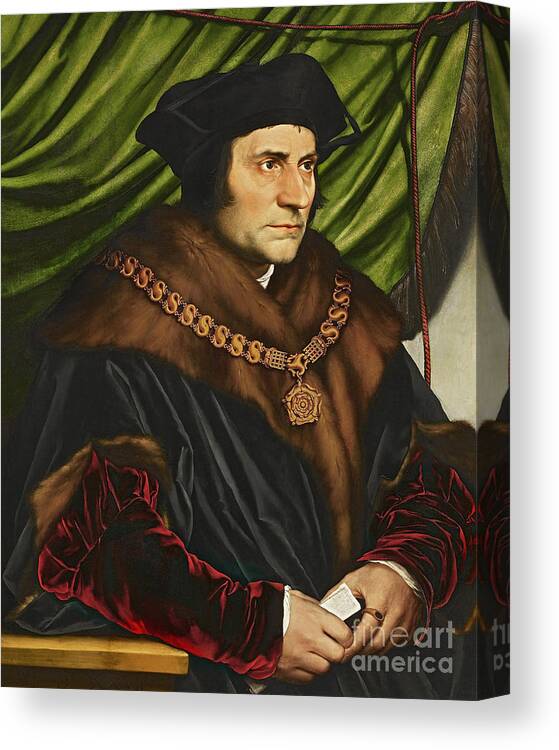 St. Thomas More Canvas Print featuring the painting St. Thomas More - CZORE by Hans Holbein the Younger
