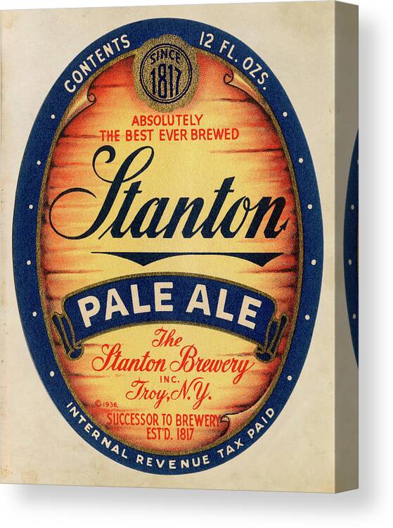 Vintage Canvas Print featuring the drawing Stanton Pale Ale Beer by Vintage Drinks Posters