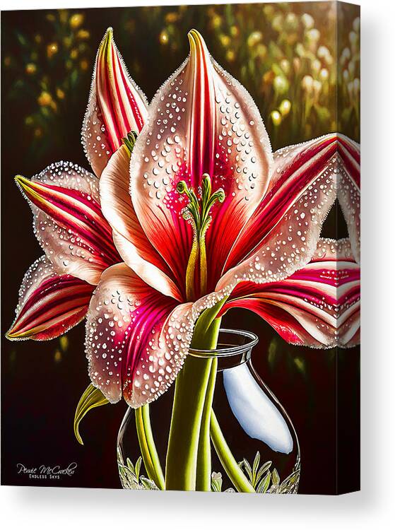 Stargazer Lily Canvas Print featuring the mixed media Stargazer Lily by Pennie McCracken