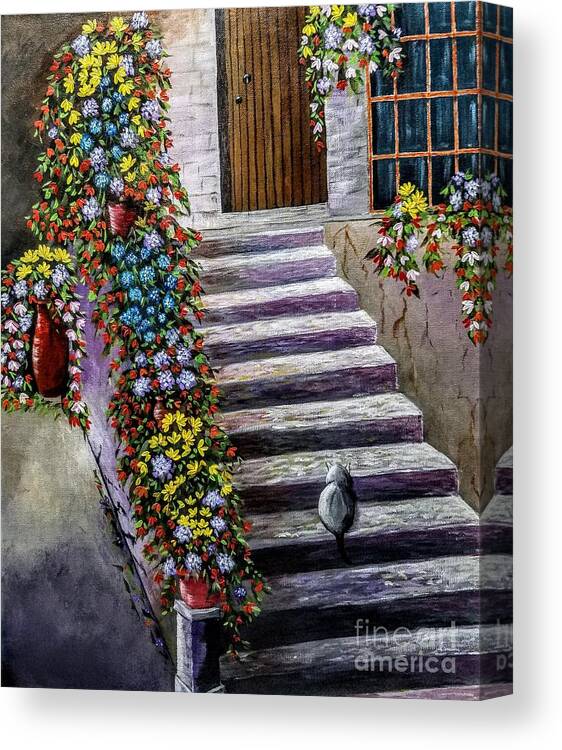 Cats Canvas Print featuring the painting Step by Step by Jimmy Chuck Smith