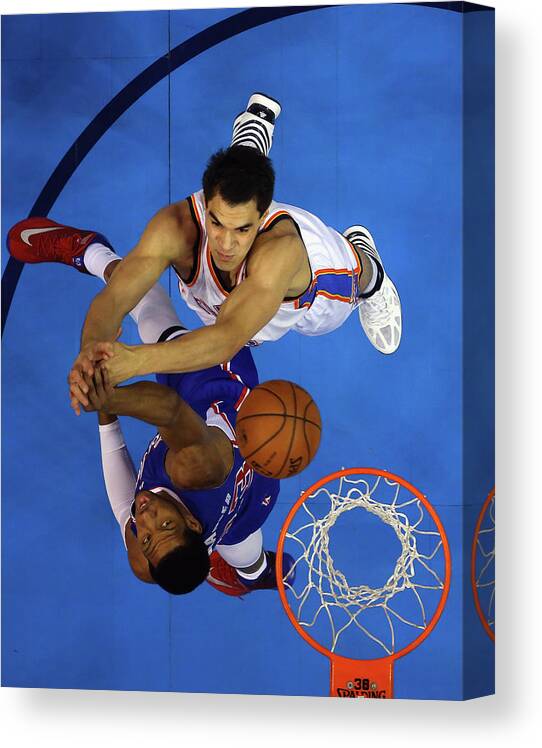 Playoffs Canvas Print featuring the photograph Steven Adams and Danny Granger by Ronald Martinez