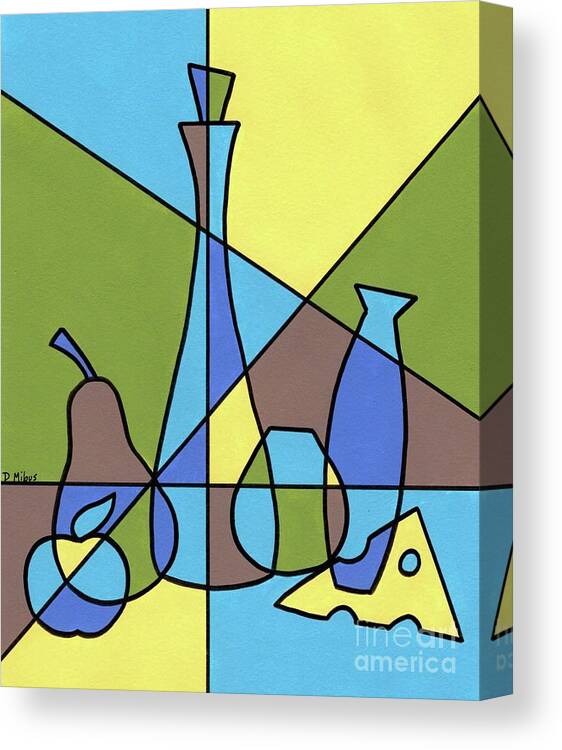 Mid Century Modern Canvas Print featuring the painting Still Life with Lines by Donna Mibus