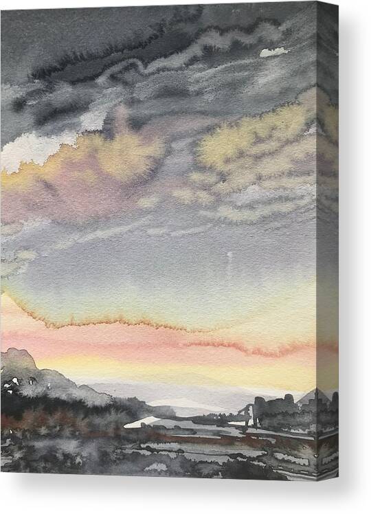 #malibu Canvas Print featuring the painting Stormy Skies by Luisa Millicent