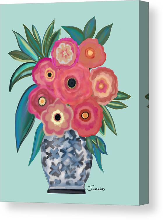 Summer Bouquet Canvas Print featuring the painting Summer Bouquet Product decal by Christine Fournier