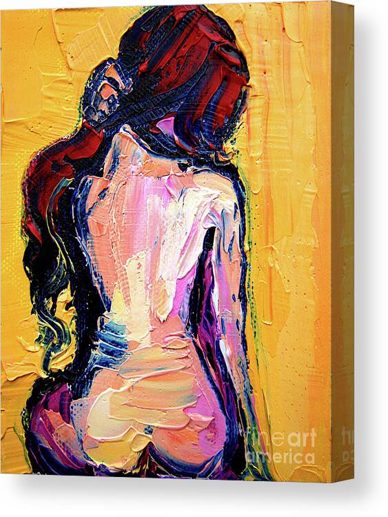 Nude Canvas Print featuring the painting Sunbathe by Aja Trier