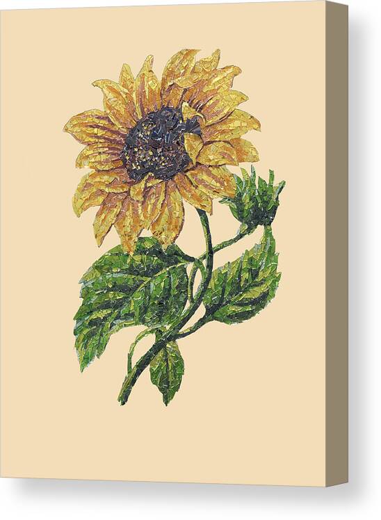 Sunflower Canvas Print featuring the mixed media Sunflower by Matthew Lazure