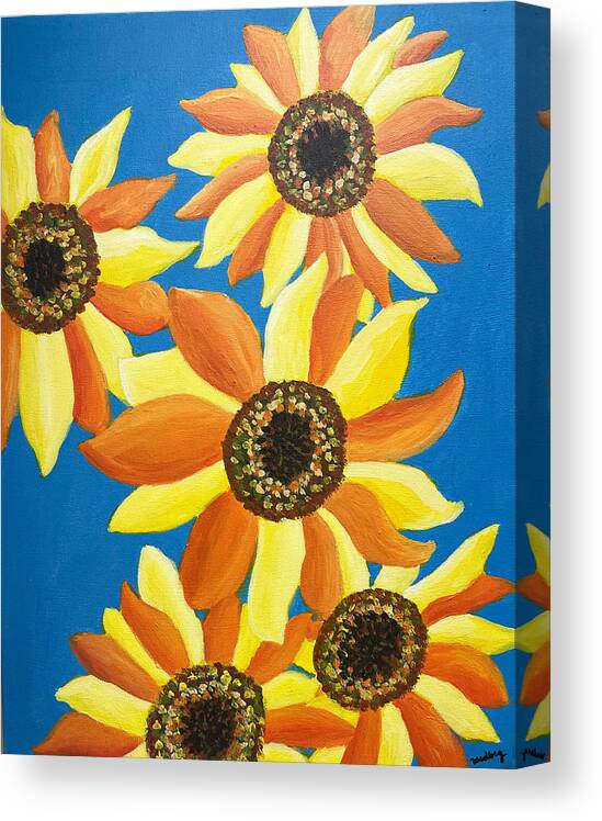 Sunflower Canvas Print featuring the painting Sunflowers Five by Christina Wedberg