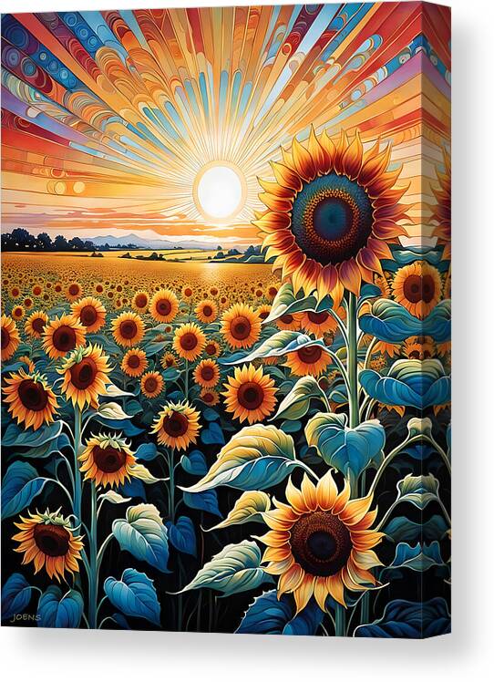 Sunflowers Canvas Print featuring the digital art Sunshine Sunflower 2 by Greg Joens