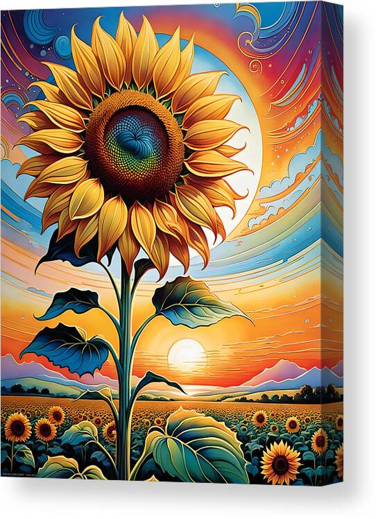 Sunflower Canvas Print featuring the digital art Sunshine Sunflower by Greg Joens