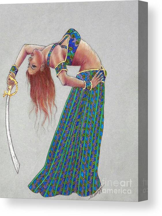 Sword Canvas Print featuring the mixed media Sword Play by Jayne Somogy