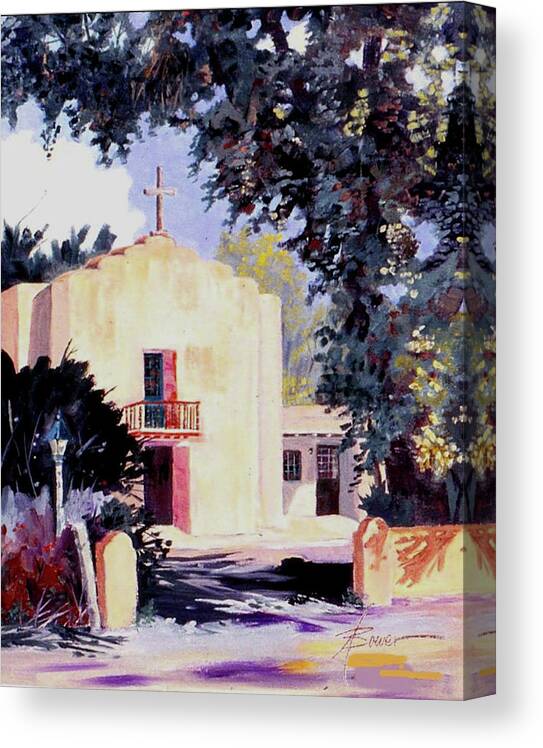 Landscape Canvas Print featuring the painting Taos Mission by Adele Bower