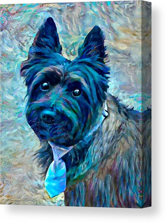 Pet Portrait Canvas Print featuring the digital art Terry V2 by Artistic Mystic