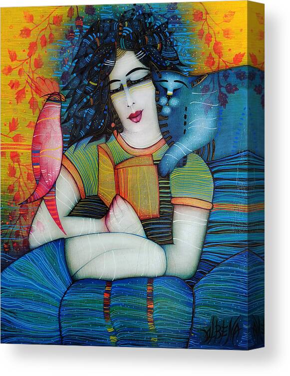Albena Canvas Print featuring the painting The book by Albena Vatcheva