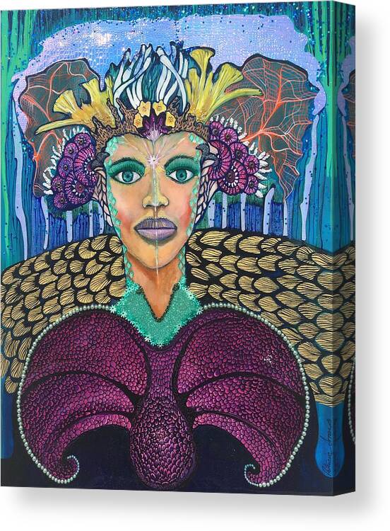 Painting Canvas Print featuring the painting The Coral Queen by Patricia Arroyo