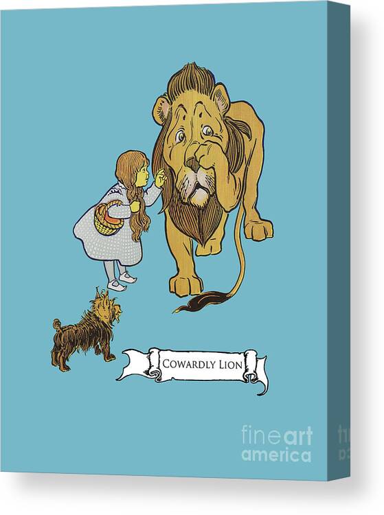 The Wizard Of Oz Canvas Print featuring the digital art the Cowardly Lion and Dorothyfrom the wizard of oz by Madame Memento