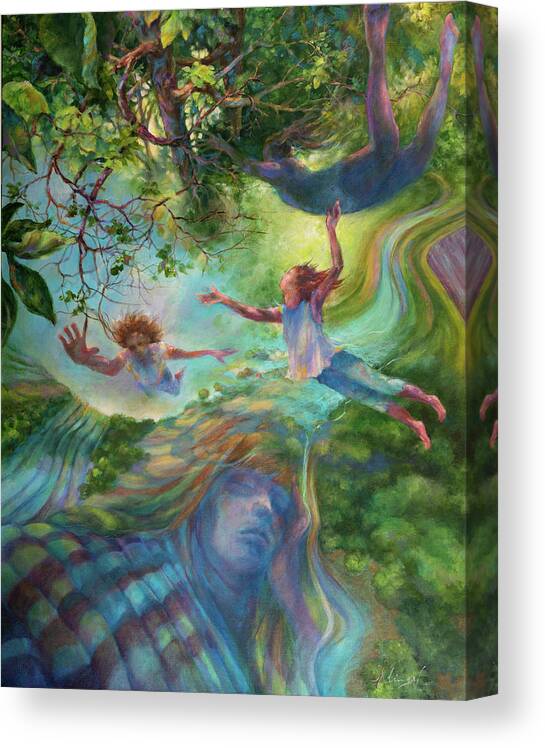 Flying Canvas Print featuring the painting The Dream by Carol Klingel
