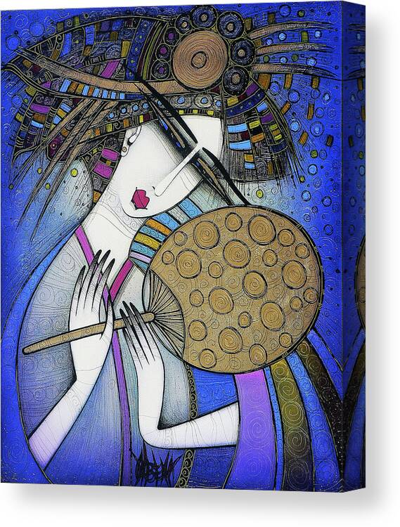 Violet Canvas Print featuring the painting The fan by Albena Vatcheva