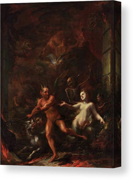 Gate Of Hell Canvas Print featuring the painting The Gates of Hell by Giacomo de Po