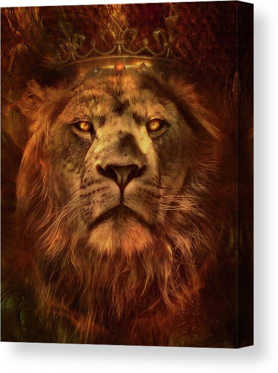 Lion Canvas Print featuring the digital art The King's Victory by Claudia McKinney