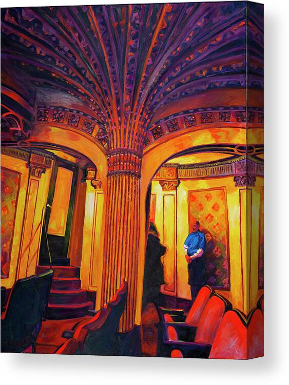 Theater Canvas Print featuring the painting The Last to Leave by Bonnie Lambert