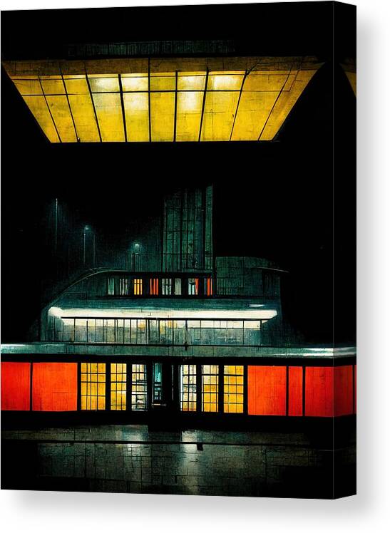 Train Station Canvas Print featuring the digital art The Last Train by Nickleen Mosher