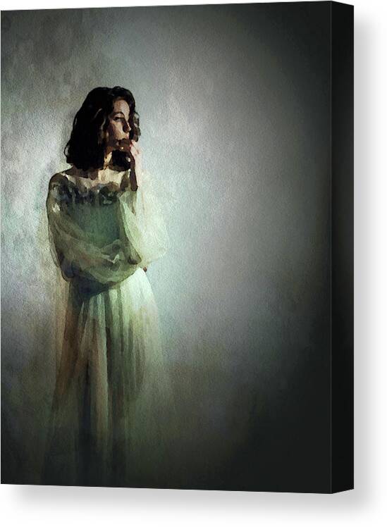 Moody Female Portrait Canvas Print featuring the painting The Longest Night by Susan Maxwell Schmidt