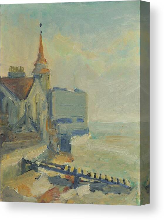England Canvas Print featuring the painting The Round Tower of Portsmouth by Nop Briex