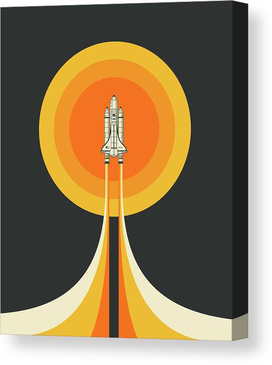 Retro Canvas Print featuring the digital art The Space Shuttle 1.5 by Jazzberry Blue
