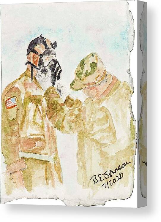 Army Canvas Print featuring the painting The Teacher by Barbara F Johnson