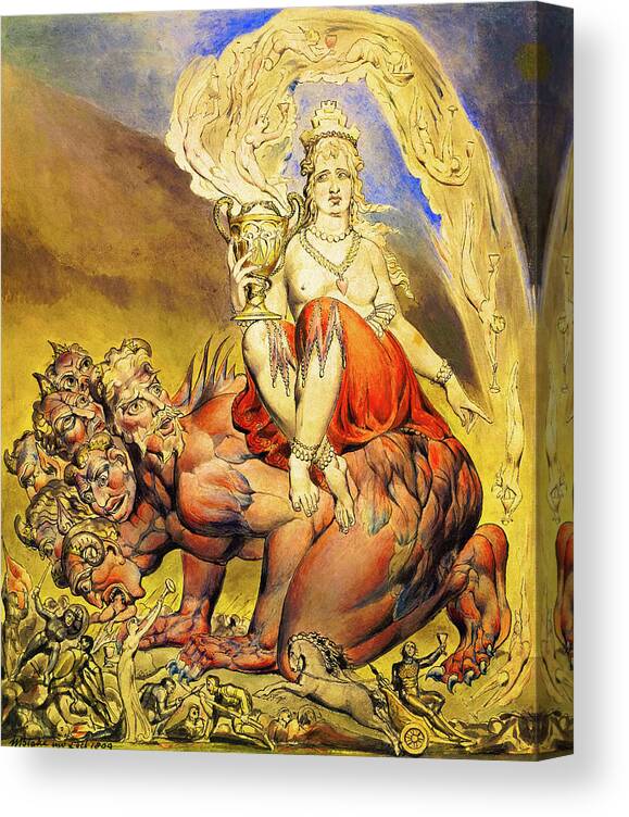 William Blake Canvas Print featuring the painting The Whore of Babylon, 1809 by William Blake