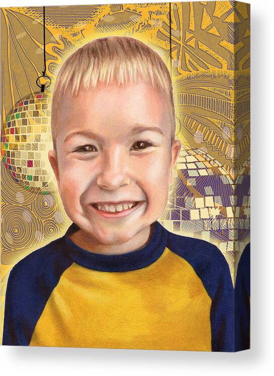 Boy Canvas Print featuring the drawing The Widest Grin by Heather Raven Illingworth