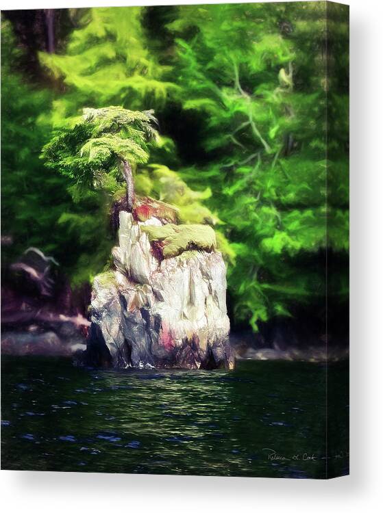 Tiny Island Canvas Print featuring the photograph Tiny Island Inside Passage Alaska by Bellesouth Studio