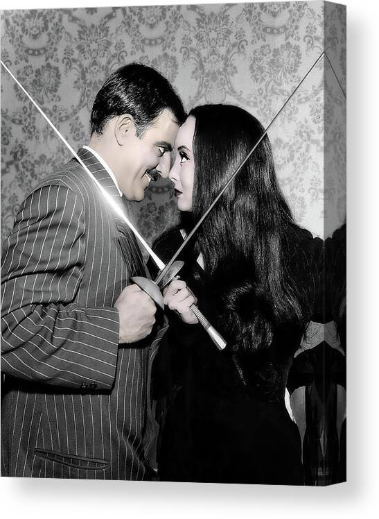 2d Canvas Print featuring the digital art Tish And Gomez - The Addams Family by Brian Wallace