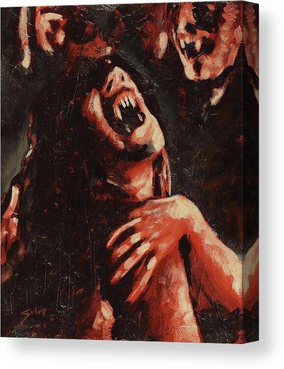 Vampire Canvas Print featuring the painting Tortured Souls by Sv Bell