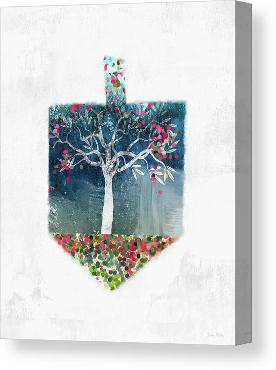 Dreidel Canvas Print featuring the mixed media Tree Of Life Dreidel- Art by Linda Woods by Linda Woods