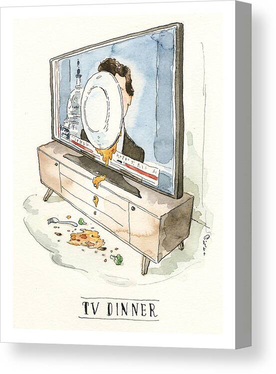 Tucker Carlson Updates The Tv Dinner Canvas Print featuring the painting Tucker Carlson Updates The TV Dinner by Barry Blitt