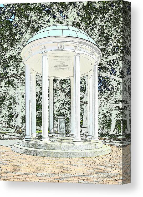Chapel Hill Canvas Print featuring the photograph UNC Old Well by Minnie Gallman