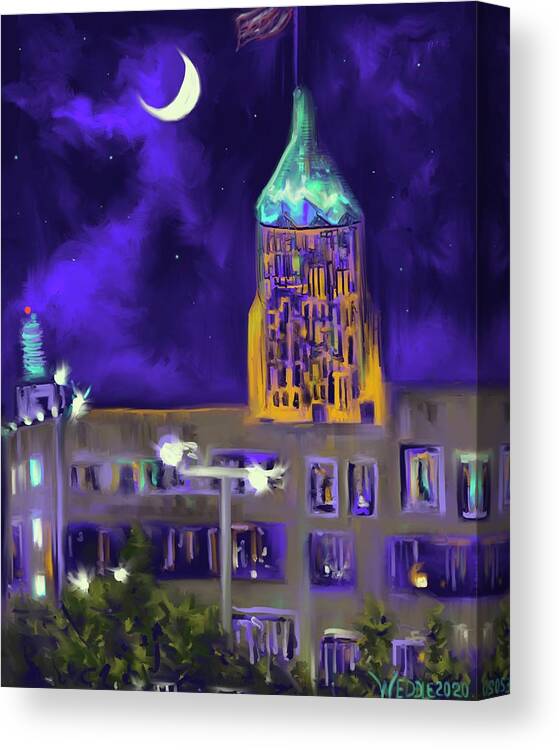 Crescent Moon Canvas Print featuring the digital art Under A Crescent Moon by Angela Weddle