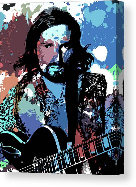 Psychedelic Canvas Print featuring the digital art Van Morrison psychedelic portrait by Movie World Posters